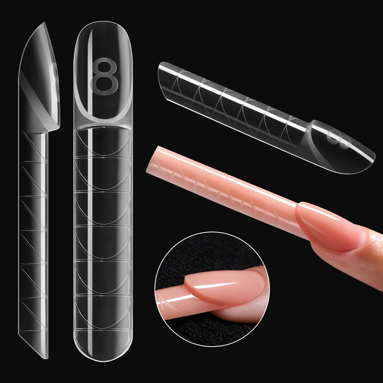 ImMaster French Dual Form,150pcs 3D Reverse Gel Nail Extensions Kit Magic Cap…