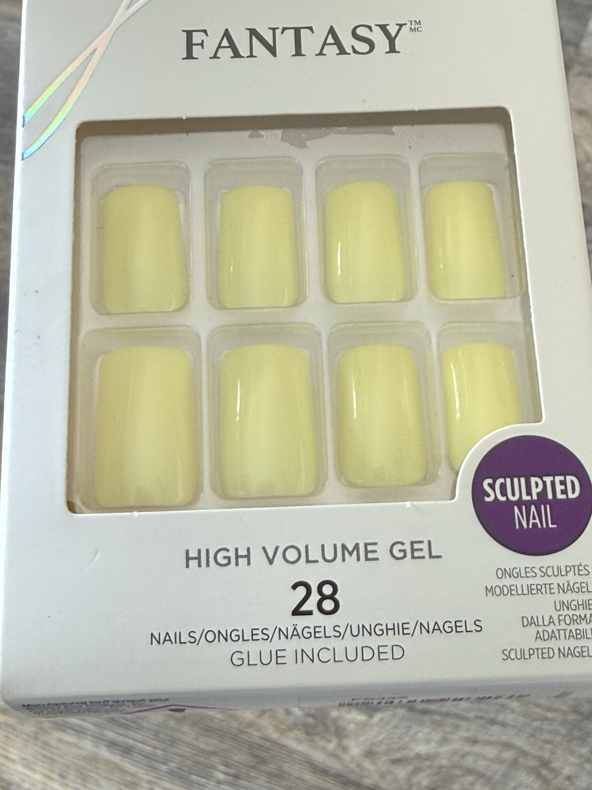 Kiss Gel Fantasy Medium Square/Almond/Round Pink Purple Yellow Press On Nails x3