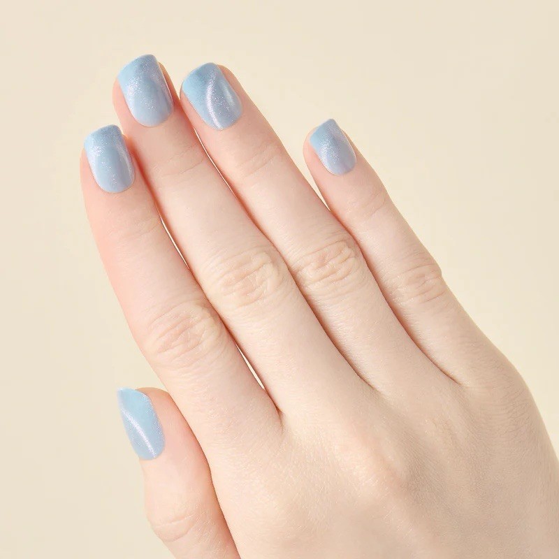 New Kleo Kolor 30 Press-On Gel Nails~Ice Quartz~Frosty Light Blue~Short Squoval