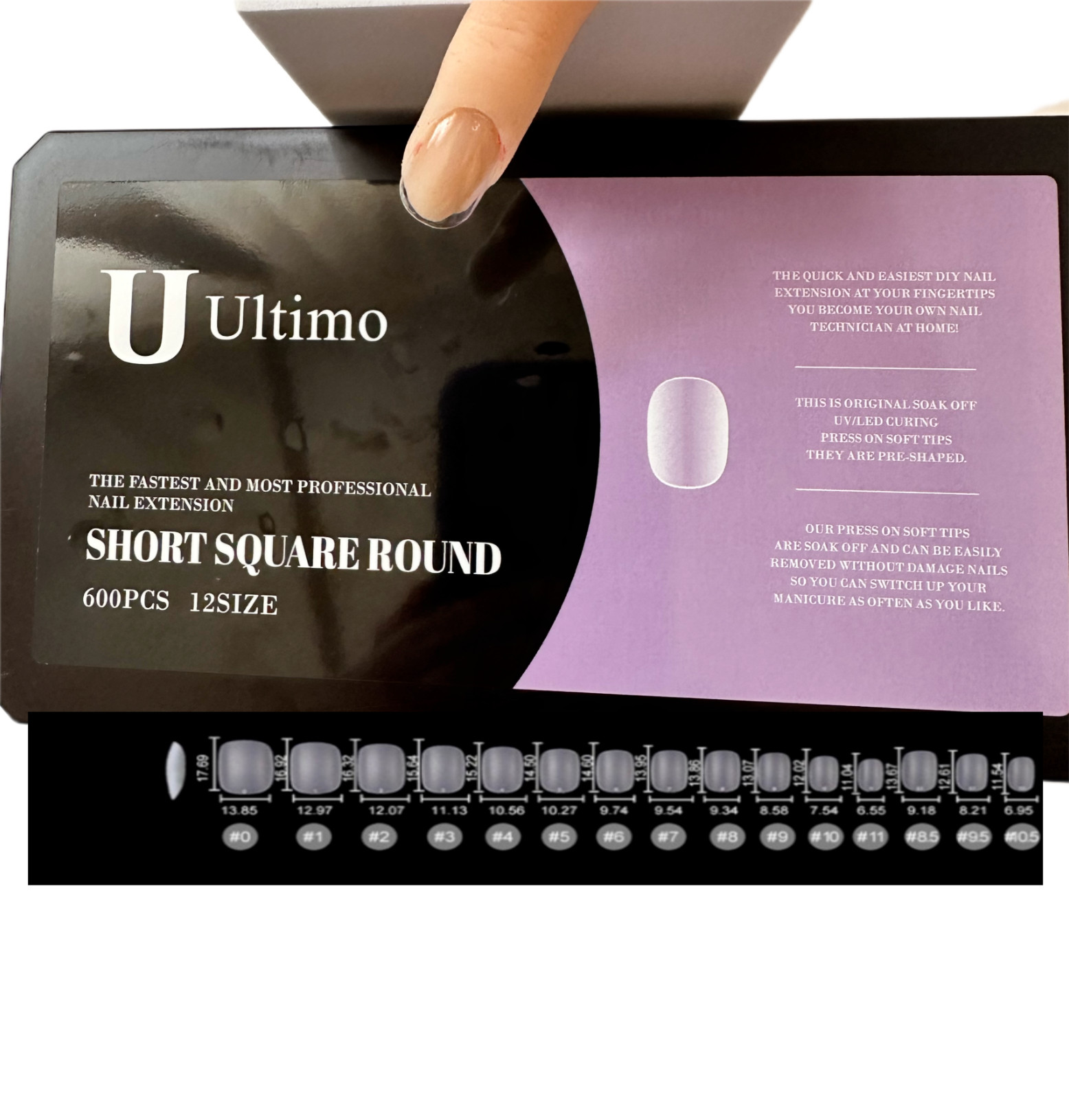 Press on Tips short square round Soft gel 600pc Ultimo