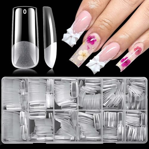 360pc Nail Tips Clear Fake Nails Square Gel Nail Tips Full Cover Long Square