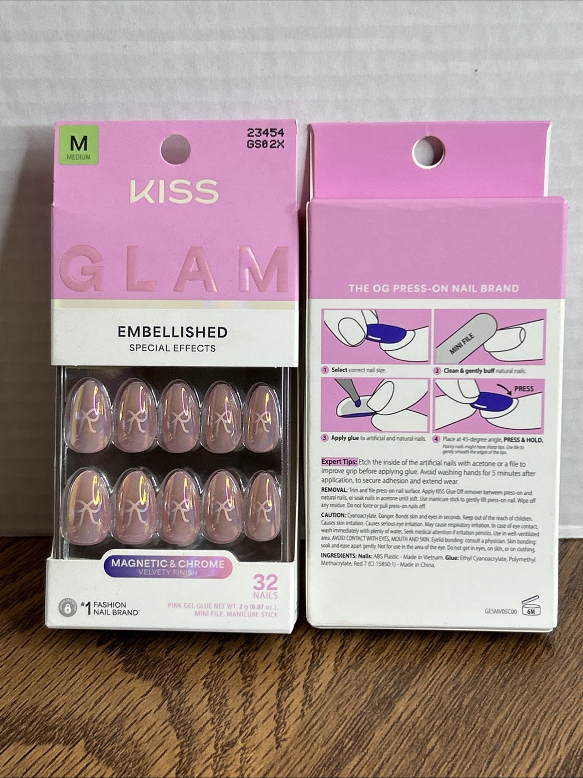KISS Glam False Nails, Spring Collection, Crystal Pop Medium Almond Lot Of 2