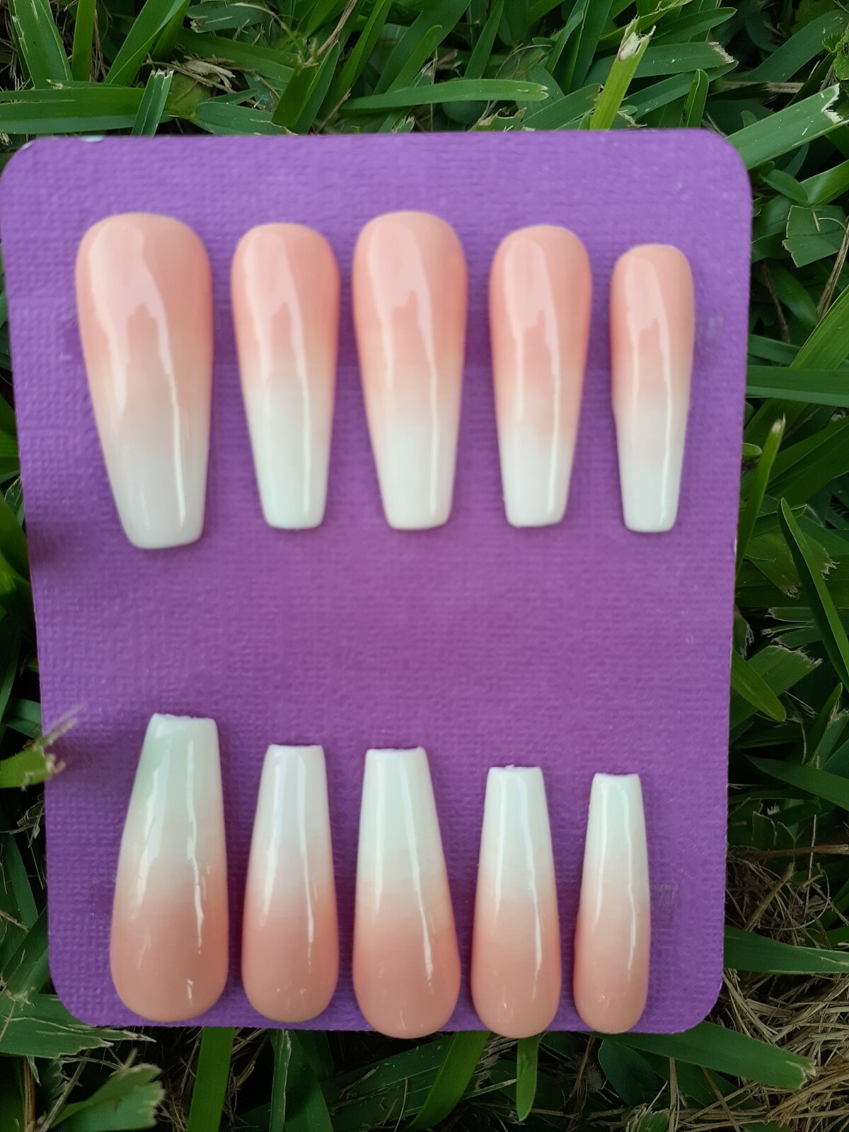 Babyboomer Nude White Ombre Two Tone Press on Nails Classic Nails