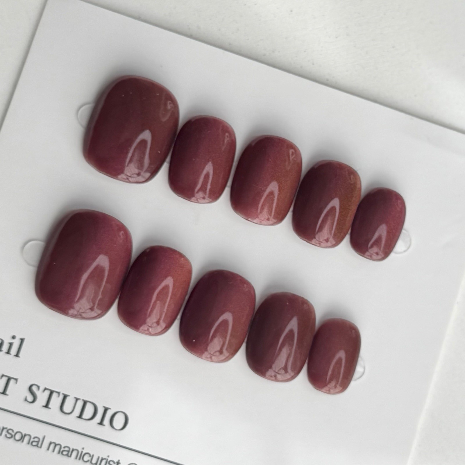 Handmade High Quality Press-On Nails Short Squoval SizeM Reusable Fake Nail
