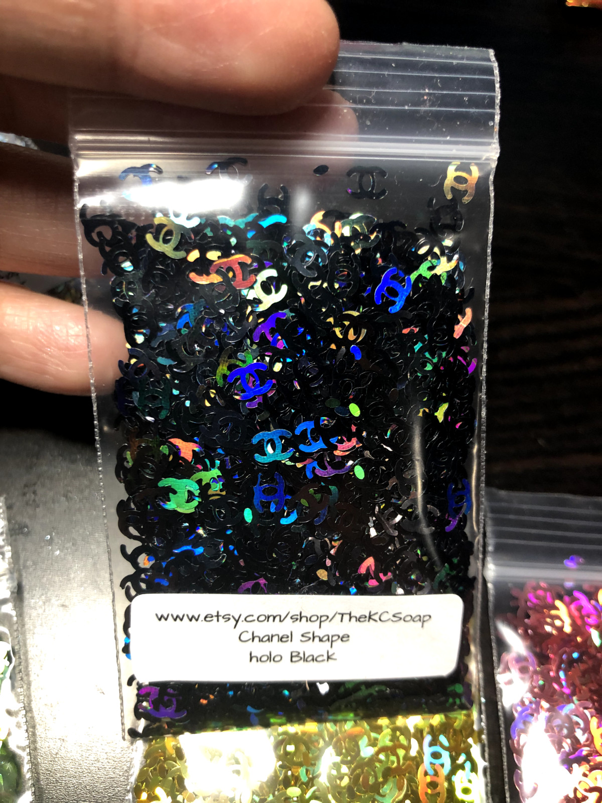 Holographic Black Glitter Slice letter alphabet confetti C US Seller 1 TSP