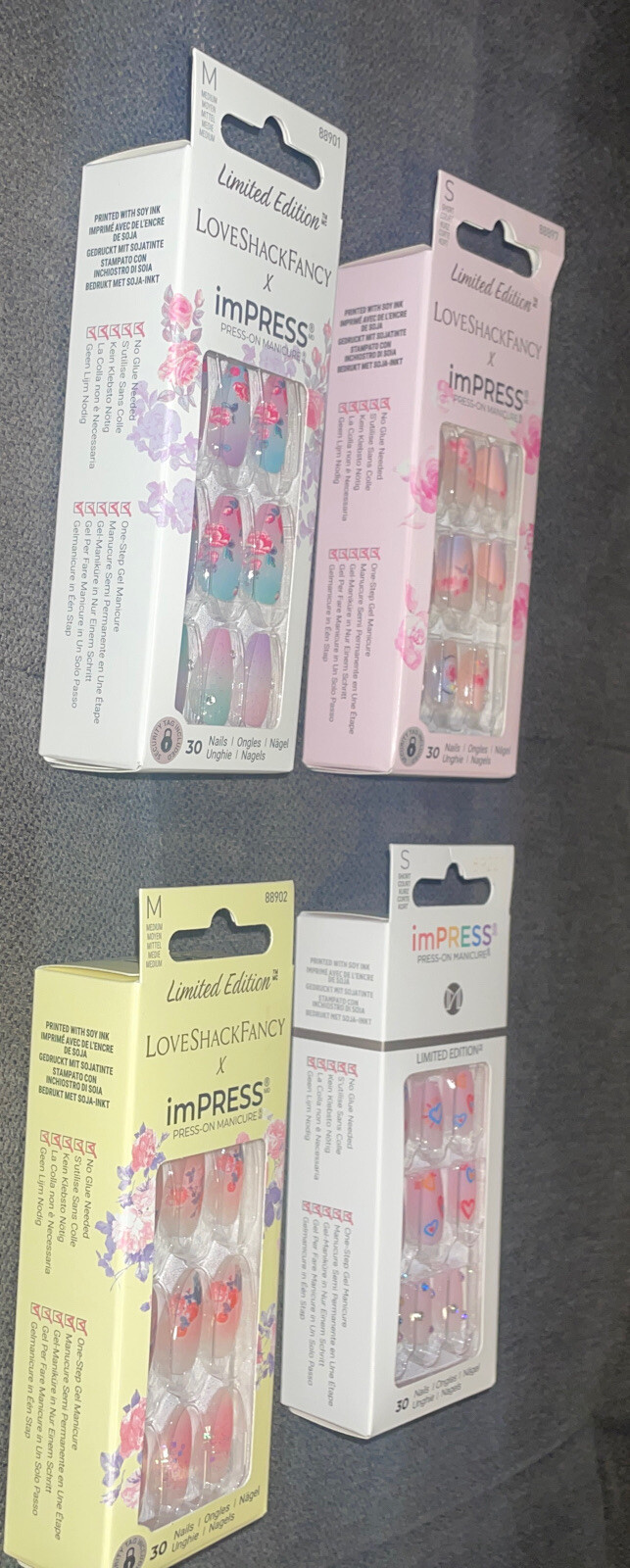 Kiss IMPRESS💅Lot Of 4 Boxes PRESS ON NAILS Limited Edition SUNKISSED PEACH&More