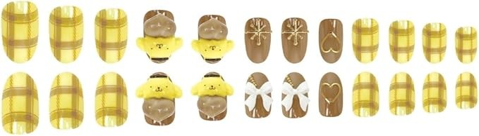 Sanrio Character Nail Tips Pompompurin Stick and Peel 3D 24 Pieces