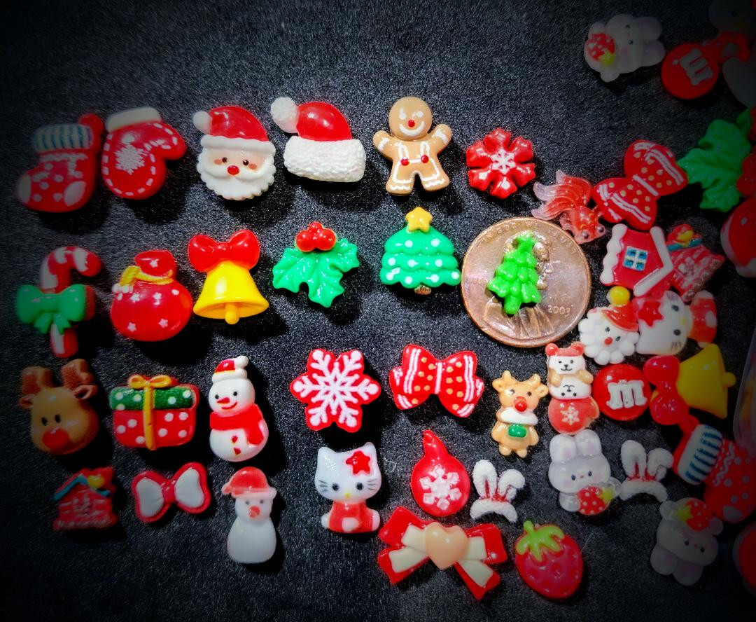 CHRISTMAS FLATBACK CHARMS~Nail•Acrylic•Gel•Festival•Craft• DIY•RESIN 20 PCS
