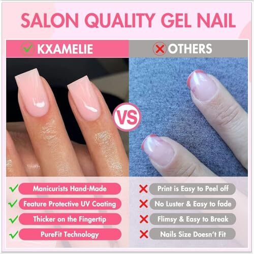 Grey Pink Press on Nails Short Square, Natural Short Gel glossy dusty pink