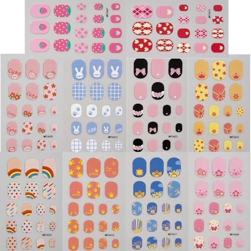 10 Sheets Colorful Kid Nail Stickers Full Nail Wraps for Kids Aug21-0 Aug21-01