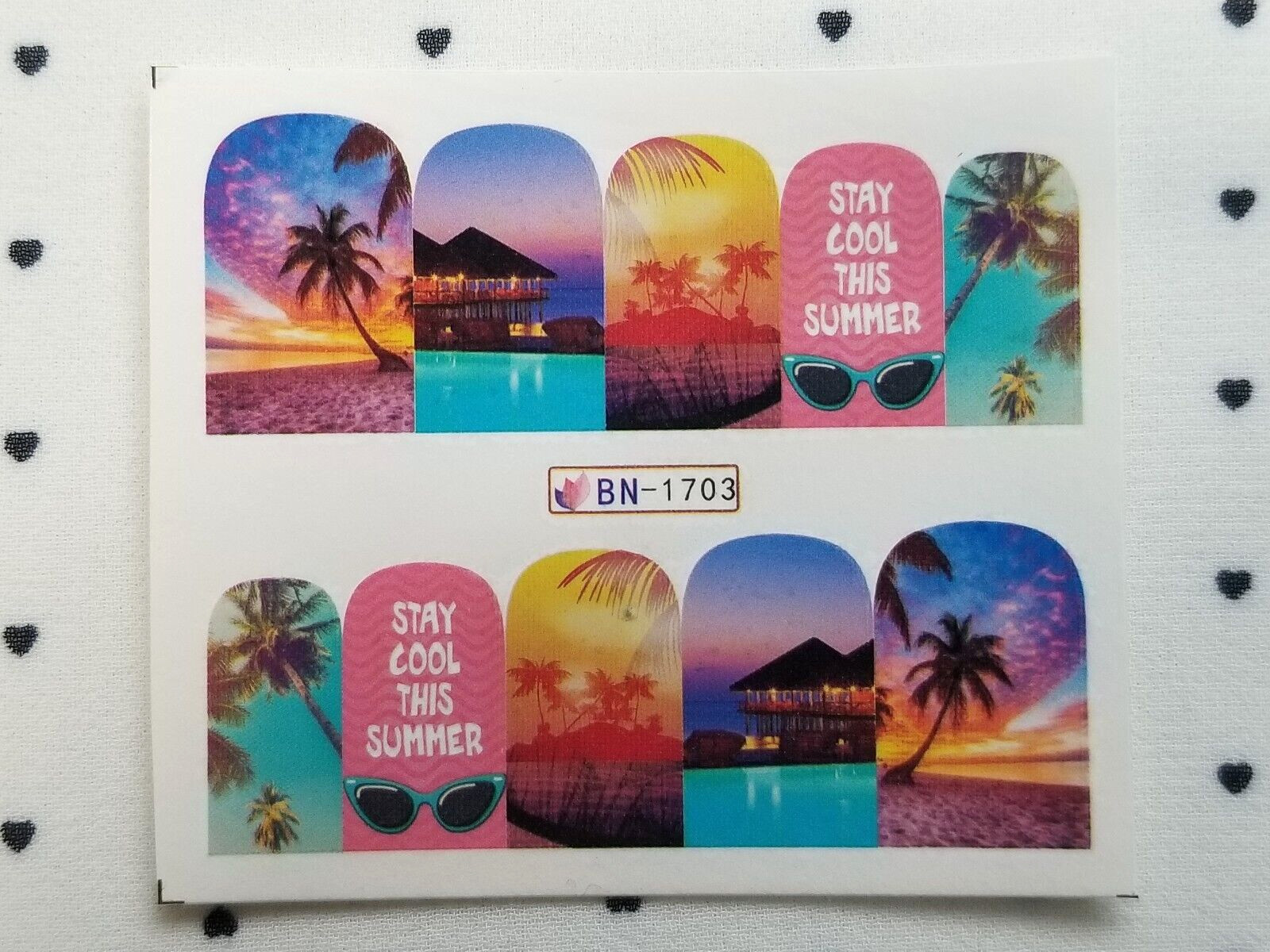 Summer Beach Plum Tree Nail Art Water Transfer Decals Sticker Small 12 Sheets