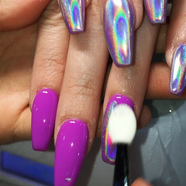Holographic Nail Chrome Rainbow Powder Unicorn Pot Shiny DIY Pigment Nails 15μm
