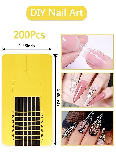 200 PCS Nail Forms for Acrylic Nails, Rectangle Acrylic Nail 200 Rectangle