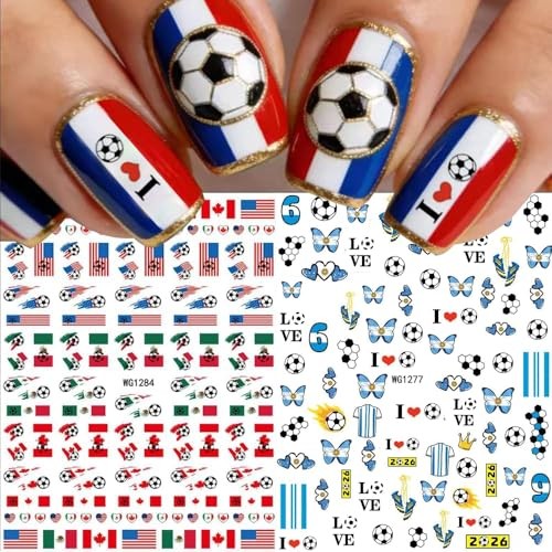 8Pcs World Cup Football Soccer Nail Stickers – Art Style – 6 Art Style Nails