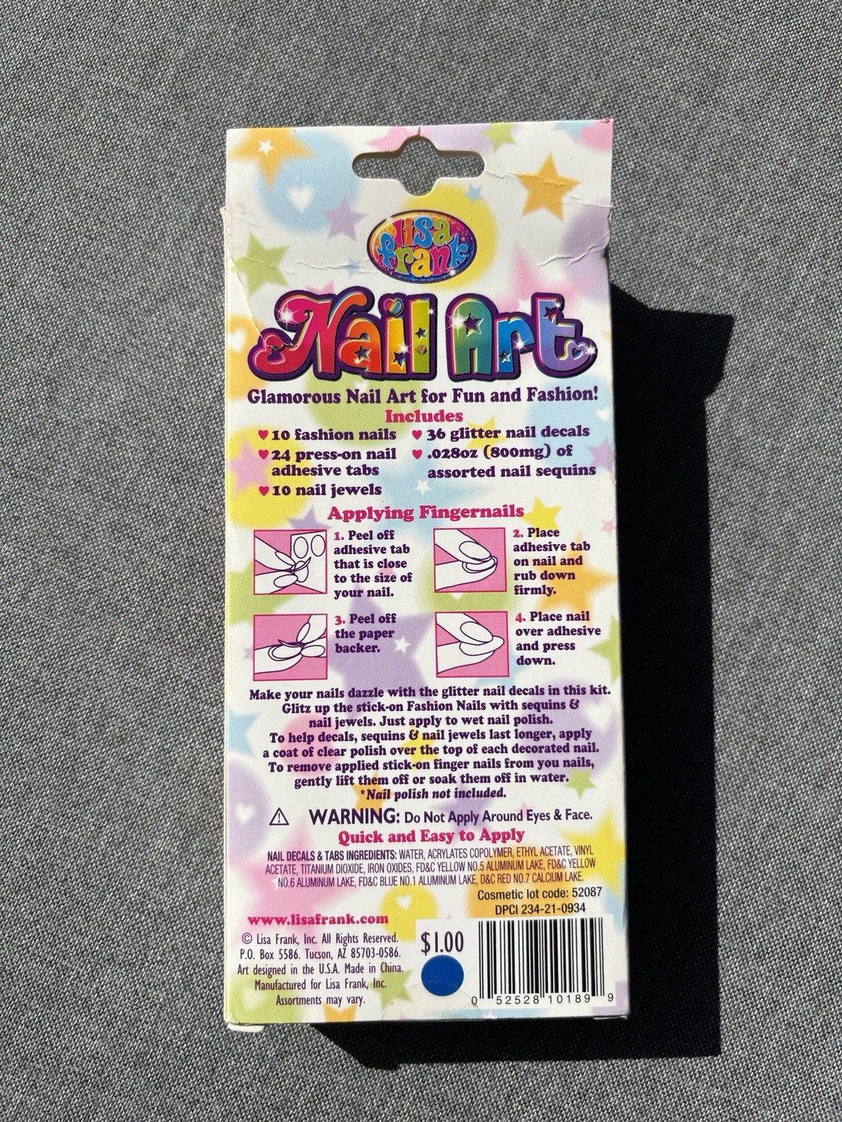 Vintage Lisa Frank Nail Art 10 Stick On Fashion Nails / 36 Glitter Nail Decals