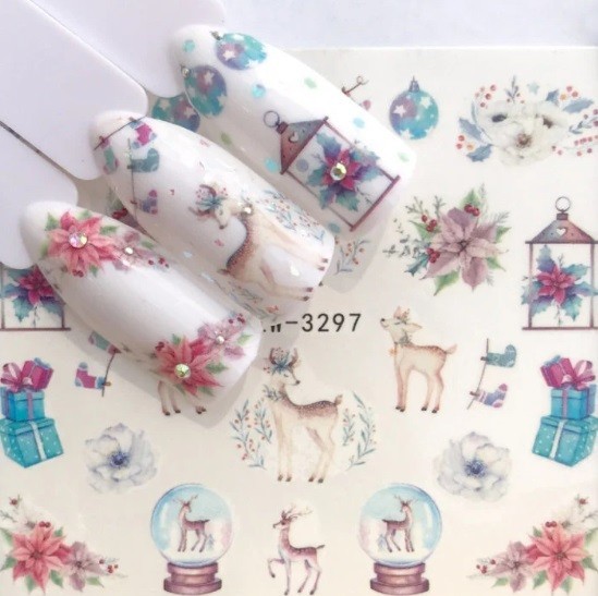 Christmas Nail Art Water Decals: Santa, Snowman, Reindeer(Group 2)