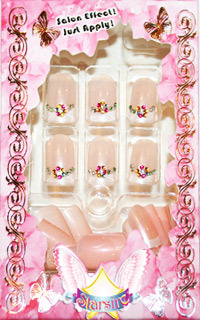 Starsire Pink French Style Diamonds Japan Acrylic Fake 24 3D Shiny Full Nails