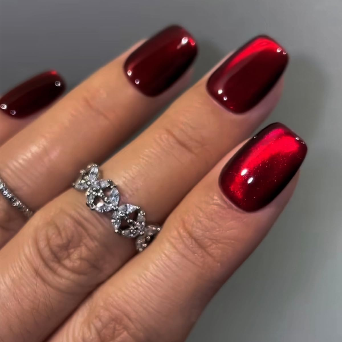 Cat Eye Warm Brown Press on Nails Almond, Glitter Press on Nails Medium, Sparkly