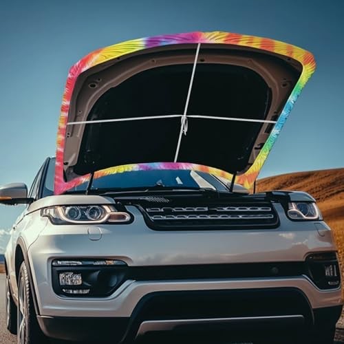 Car Hood Covers for Automobiles, Rainbow Gradient Tie-Dye 3X5FT Tie Dye Spiral