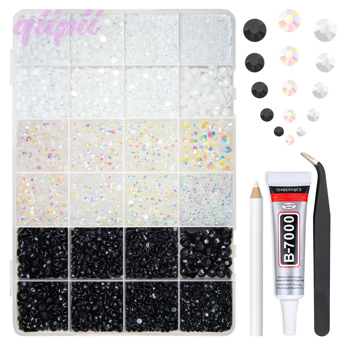 2-6mm 3 Color Neutral Series Jelly Resin Rhinestones w B7000 Glue for Bedazzl…