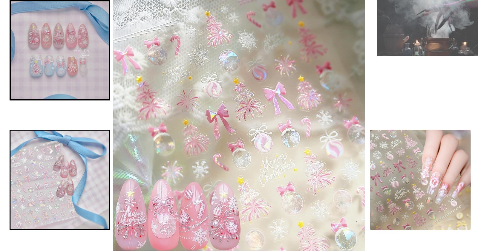 5D Embossed Christmas Nail Art Stickers – Winter Wonderland Design Sheet