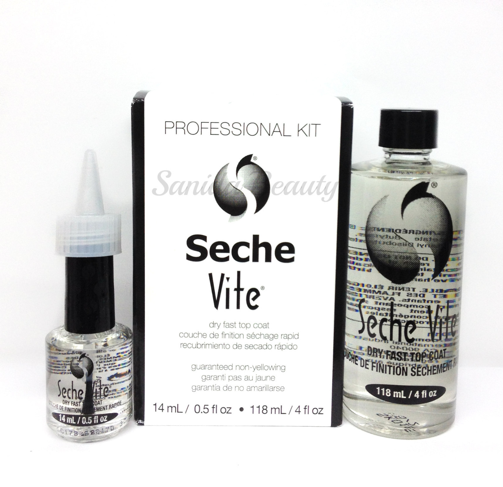 Seche Vite Dry Fast Topcoat Professional Refill Kit 4oz + 0.5oz