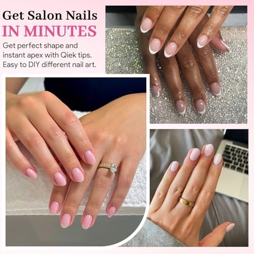Fake Nail Tips, 15 Sizes 240 PCS Clear Half Matte Press On Extra Short Almond