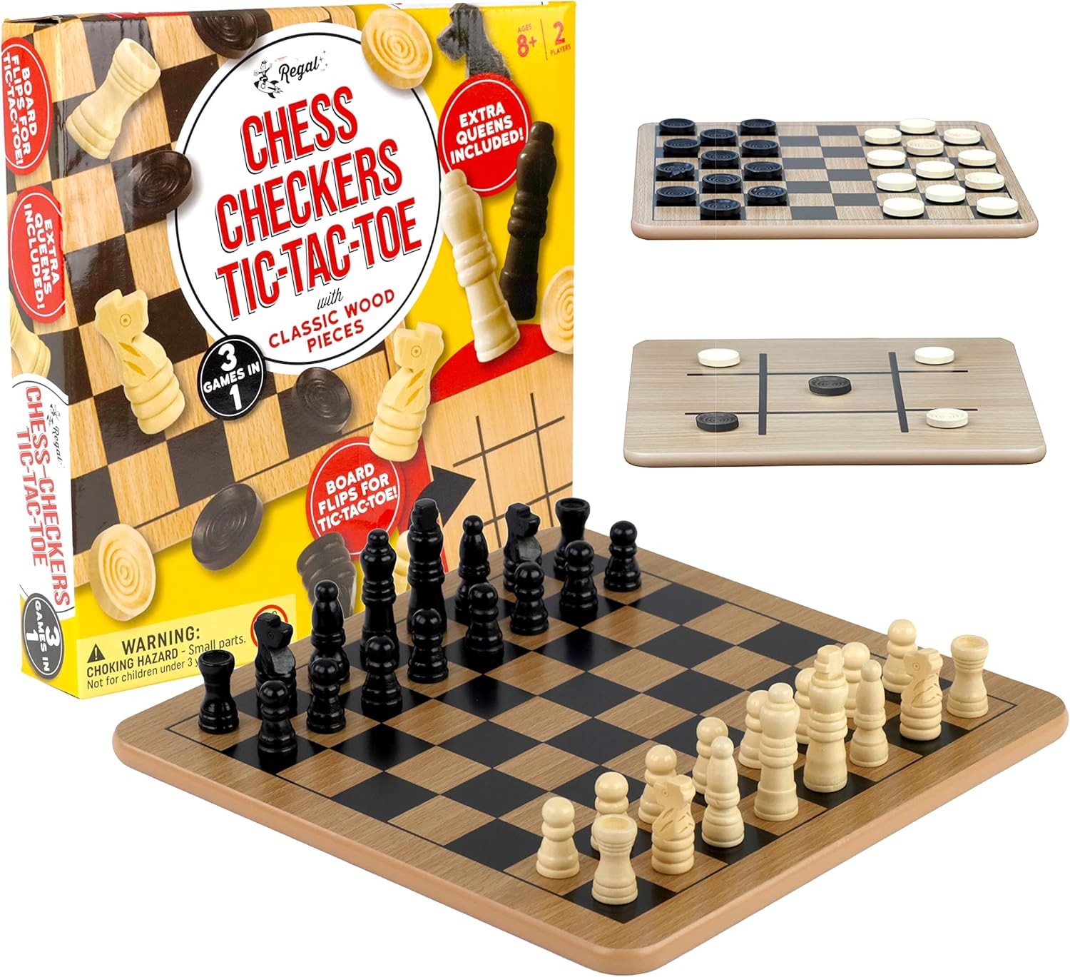 Regal Games – Reversible Wooden Board for Chess, 10.5 Inch –