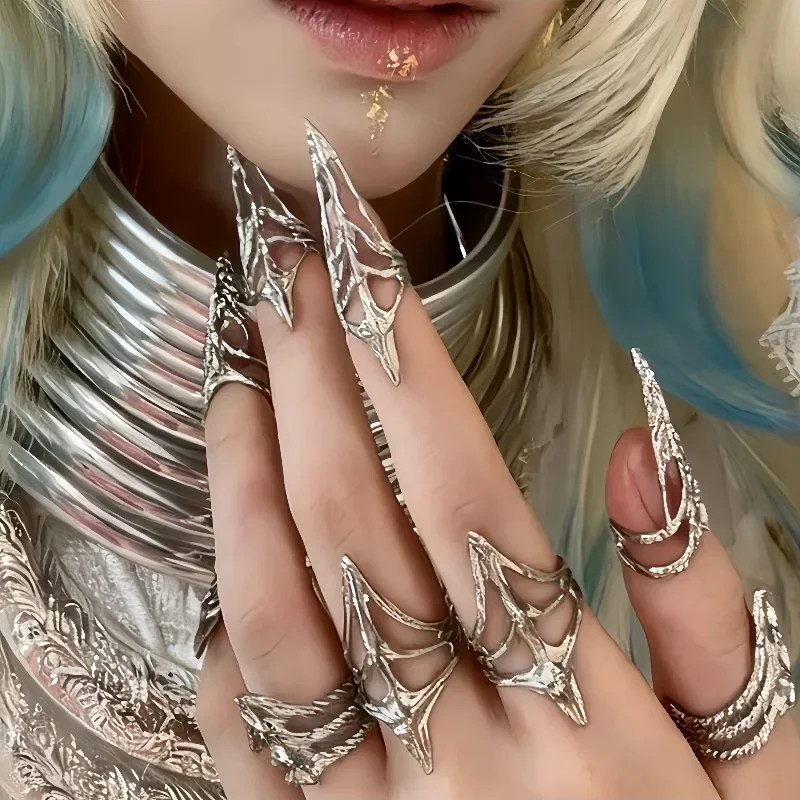New Gothic Rock Machinery Manicure Fingertip Ring Nail Ring Punk Metal