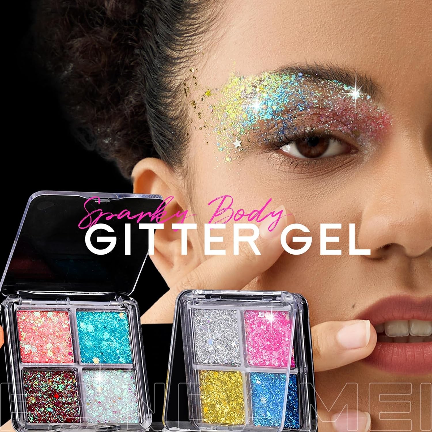 Face & Body Glitter Gel 2PCS 8 Colors, Sparkly Makeup for Women Kids, Hair Glitt