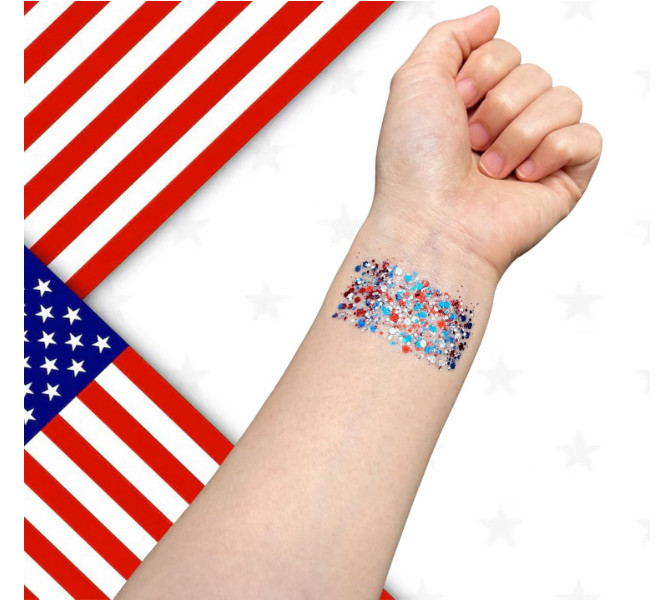 Patriotic Red White and Blue Body Glitter Stick,4Th of July Accessories,Sparklin