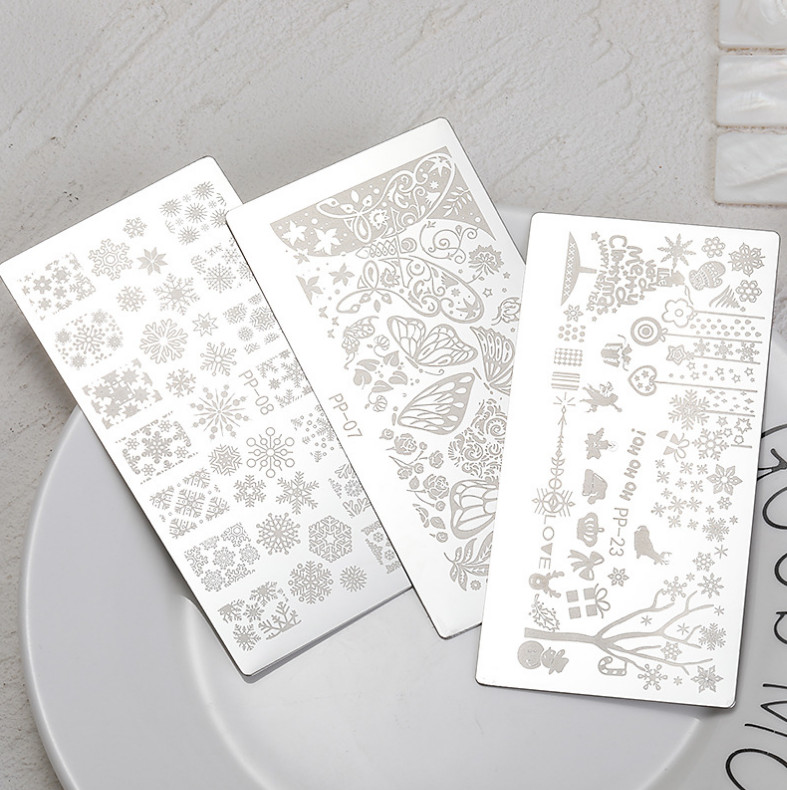 Pattern Nail Stamping Plates Flower Butterfly Snowflake Line Image Template Tool