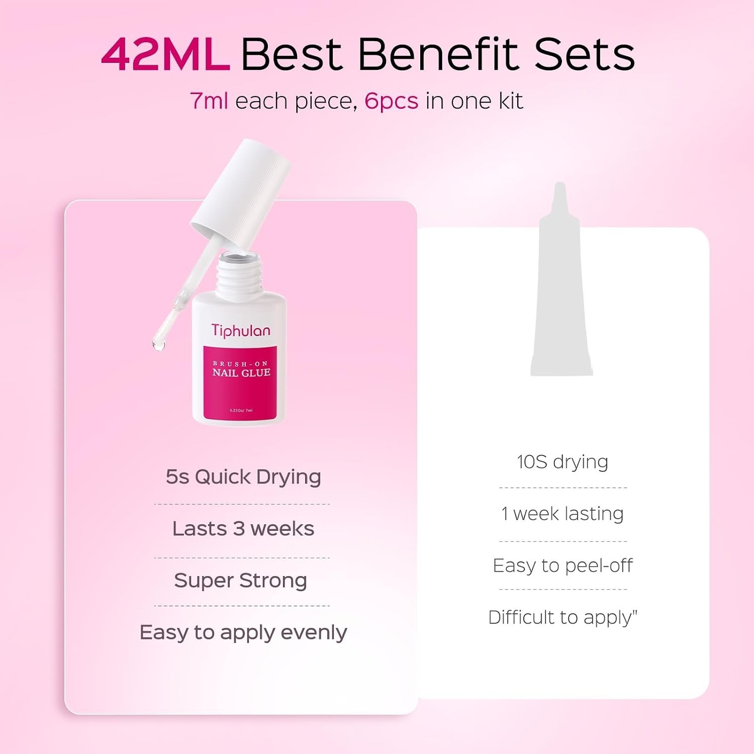 42ml Brush On Nail Glue for Press On, Acrylic Nails – Super Strong, Durable & Lo