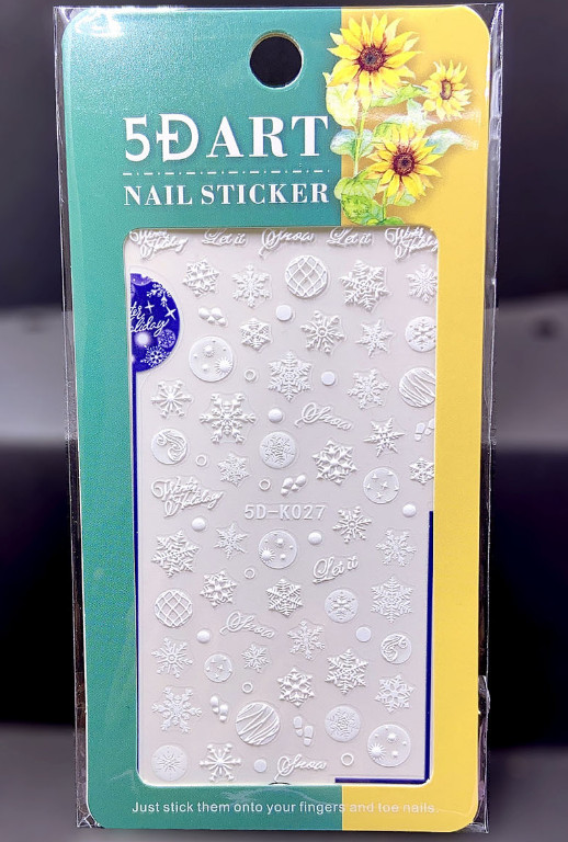 Christmas 5D Nail Art Stickers Snowflake Tree Heart Self-Adhesive Manicure NH7