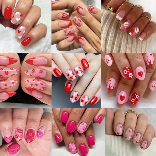 30 Sheets Valentine’s Day Nail Art Stickers 3D Self-Adhesive Red Heart Style-3