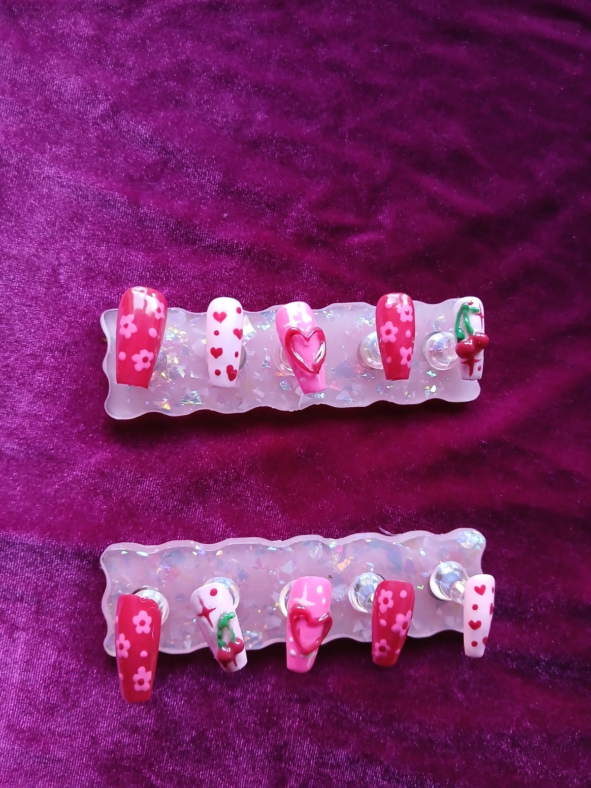 VALENTINE’S DAY NAILS Handmade Coffin M PressOns (read desc