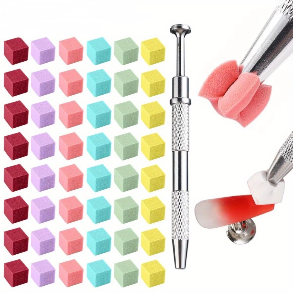 Soft Nail Sponges for Ombre Manicure Nail Art Tools with Grabbing Pen and Nail