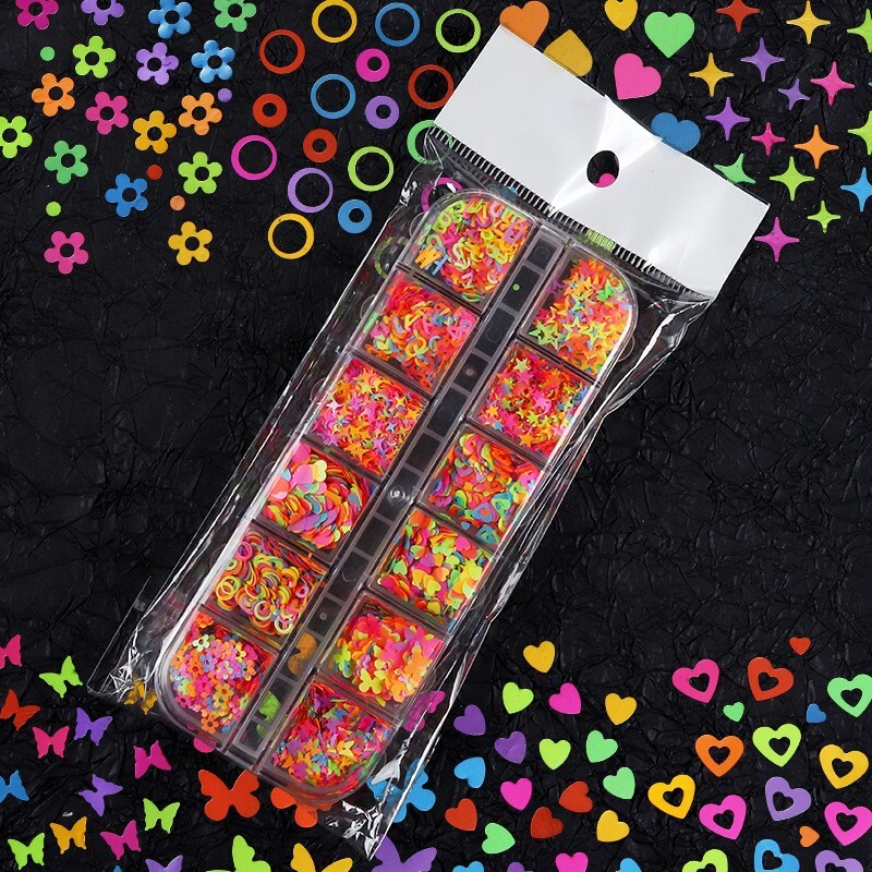 Nail Glitter Sequins Love Star Butterfly Shape Flakes Nail Art 3D DIY Decoration