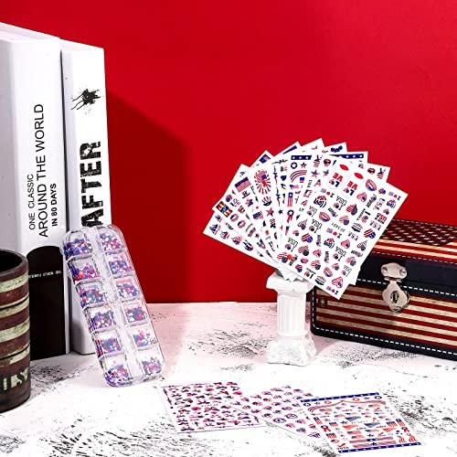 16 Sheets 4th of July Nail Art Stickers – Patriotic Nail Decals 250th – Maitys