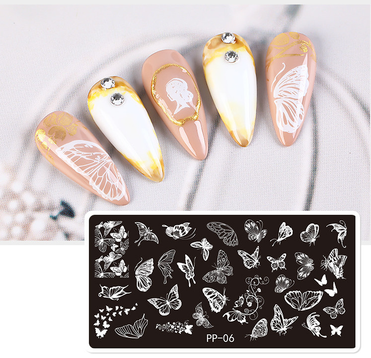 Pattern Nail Stamping Plates Flower Butterfly Snowflake Line Image Template Tool