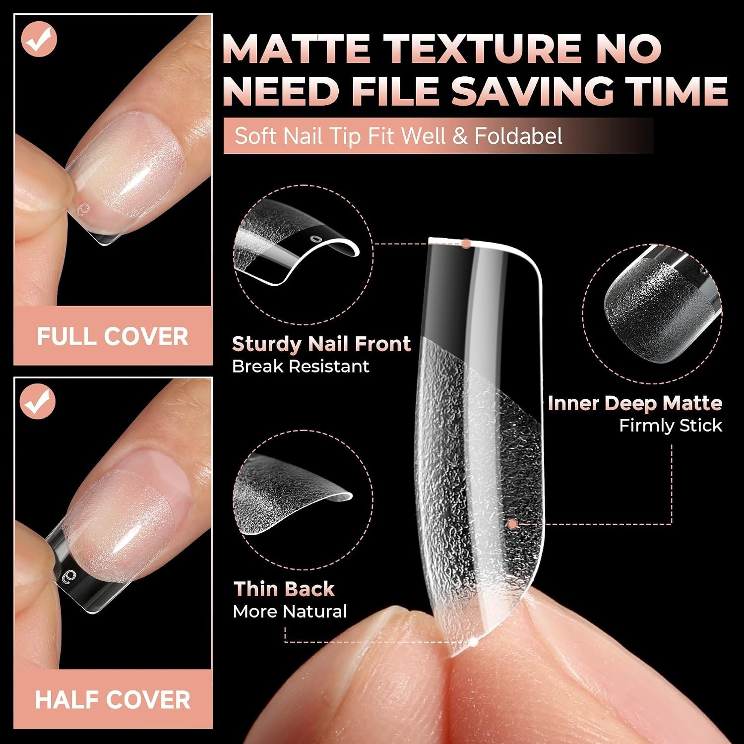Extra Short Nail Tips Square Pre-etched Full Cover 120Pcs | Soft Gel Square N…
