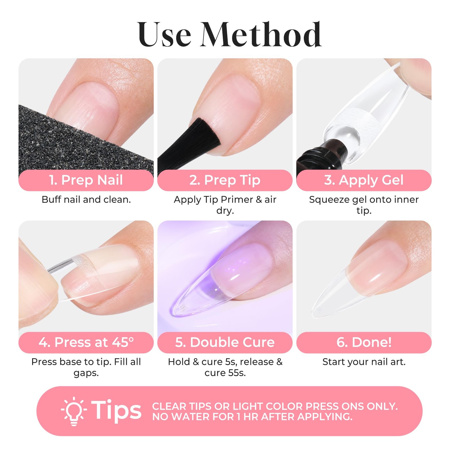 Una Gella Solid Nail Glue Gel 15Ml Lamp Curing Needed Solid Soak Off U V/Led