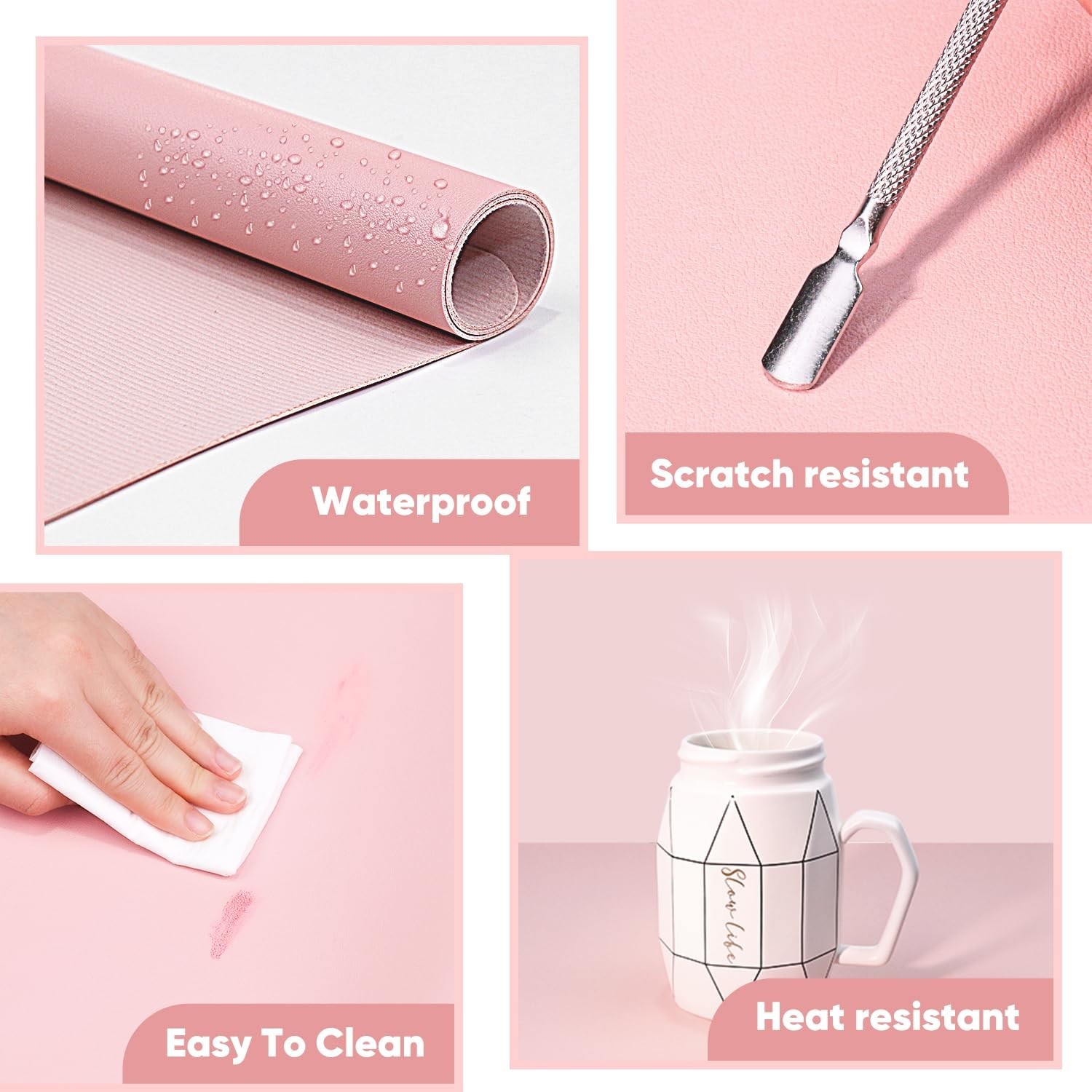 Subay Nail Art Table Mat, (MAT ONLY) Soft Microfiber PU Leather Nail Hand Res…
