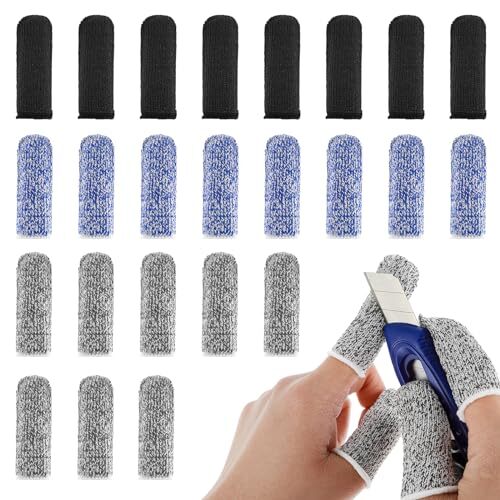 24 Pcs Cut Resistant Finger Cots Protectors Thumb Protectors for Garden Kitchen