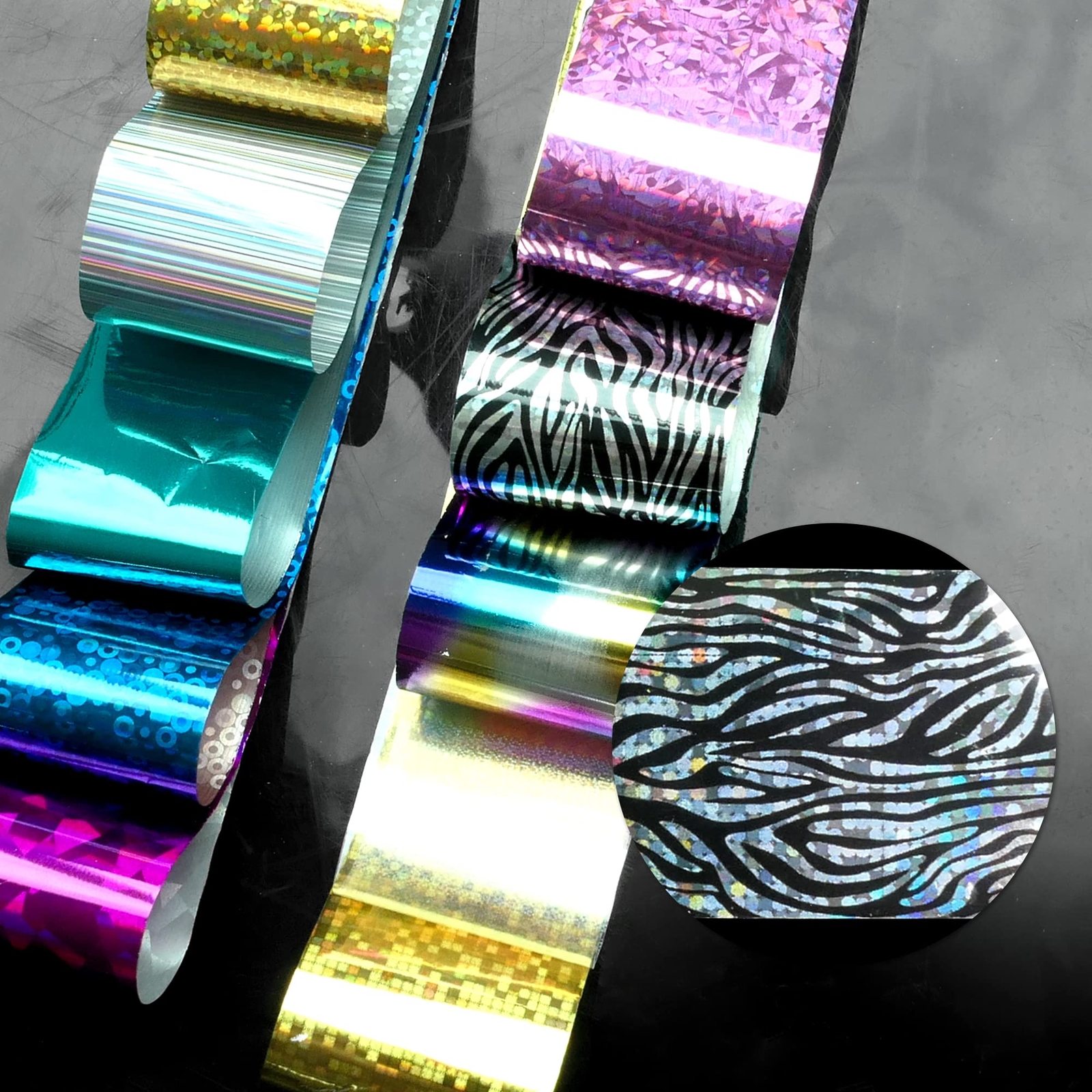 10 Rolls Holographic Nail Art Foil Transfer Stickers Nail Art Decals for Women
