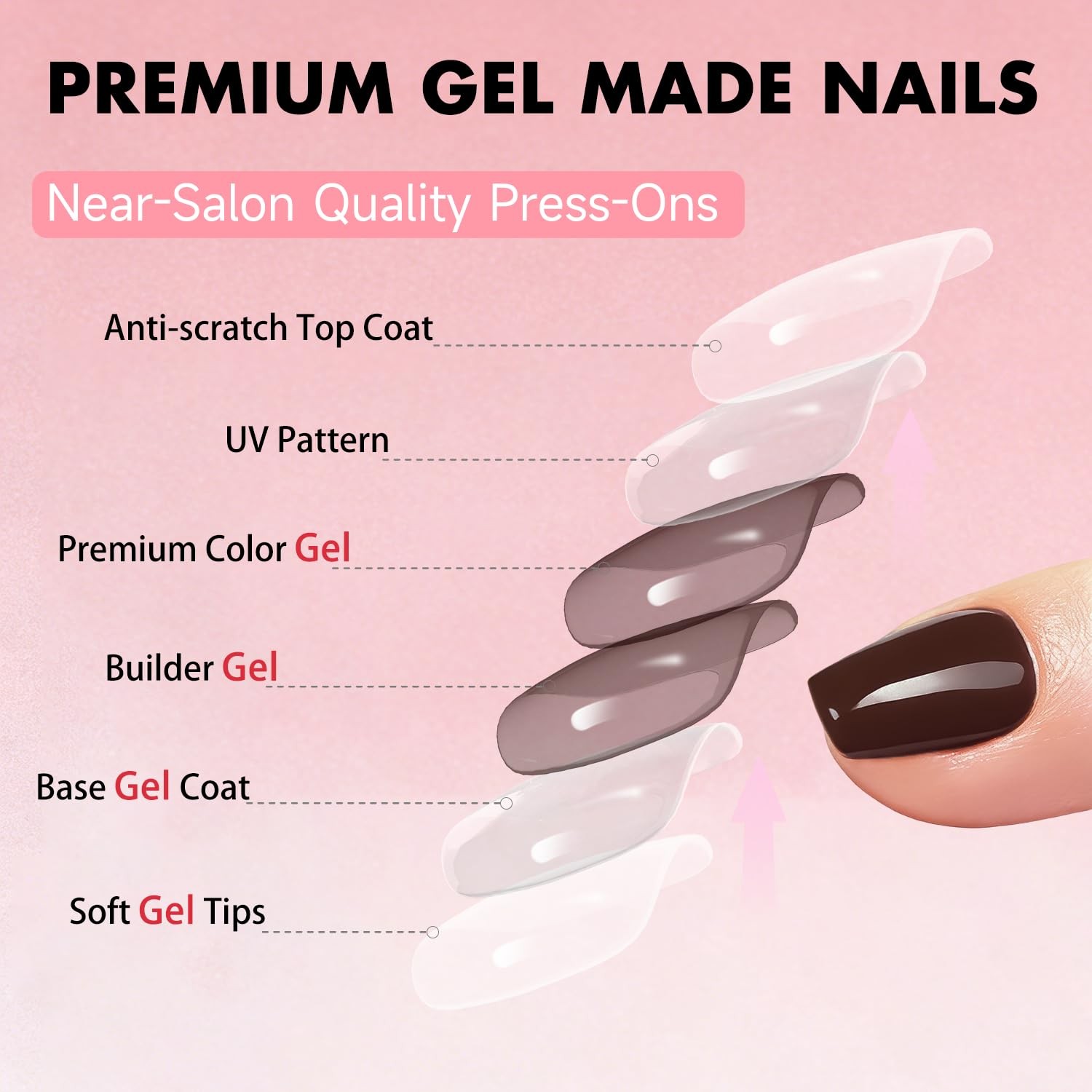SXVME Brown Coffin Press On Nails Short