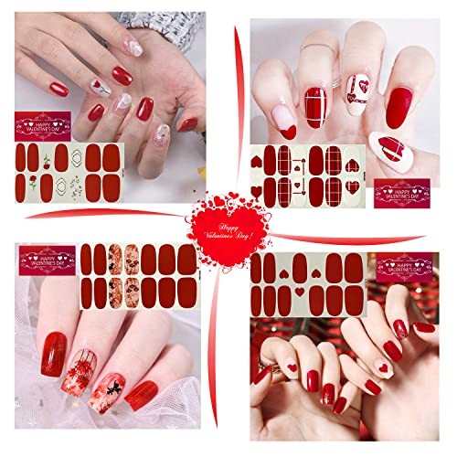 336 Pieces 24 Sheets Valentine’s Day Nail Wraps Self-Adhesive Nail Polish