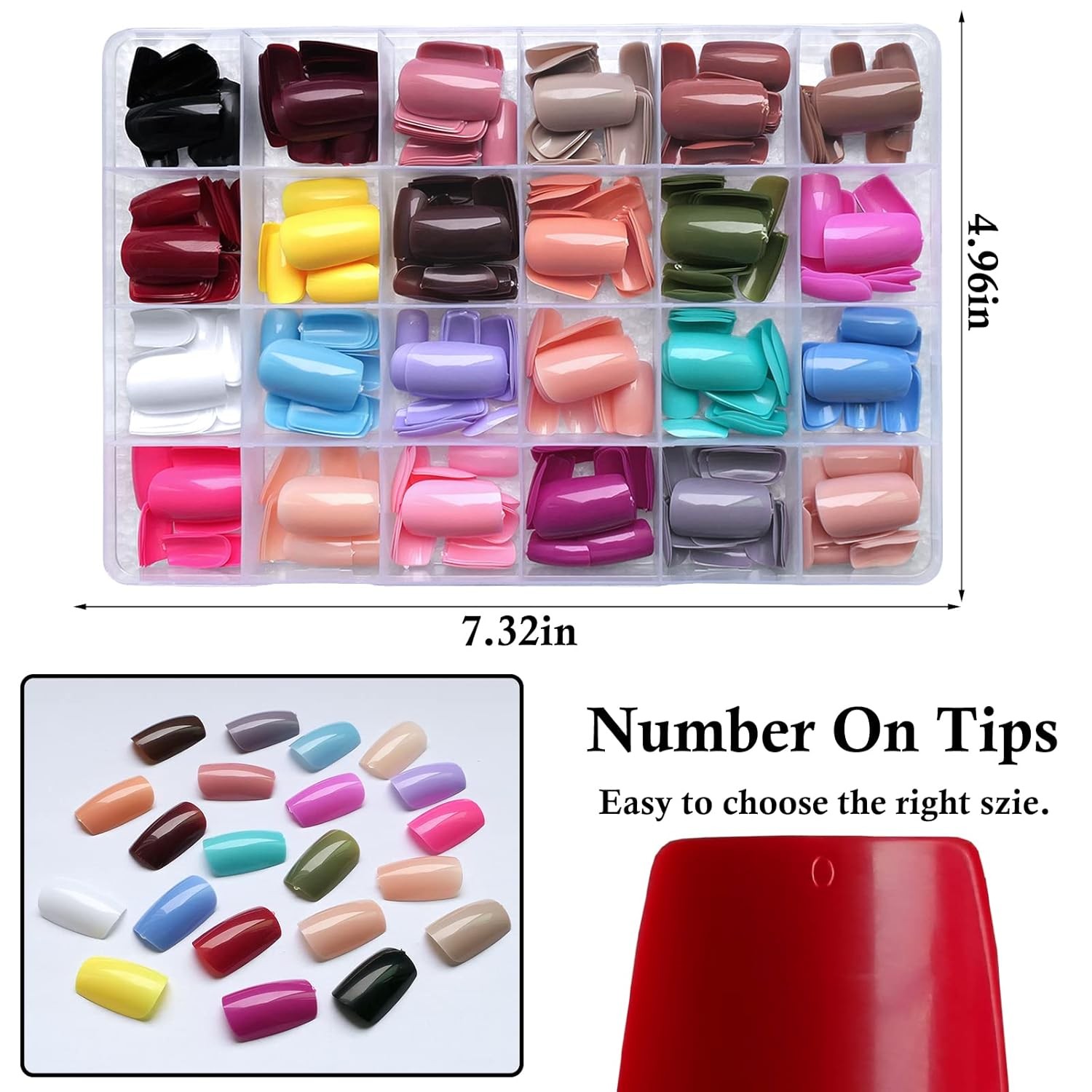 LoveOurHome 576pc Square Press on Nails Medium 1 Count (Pack of 1), Glossy