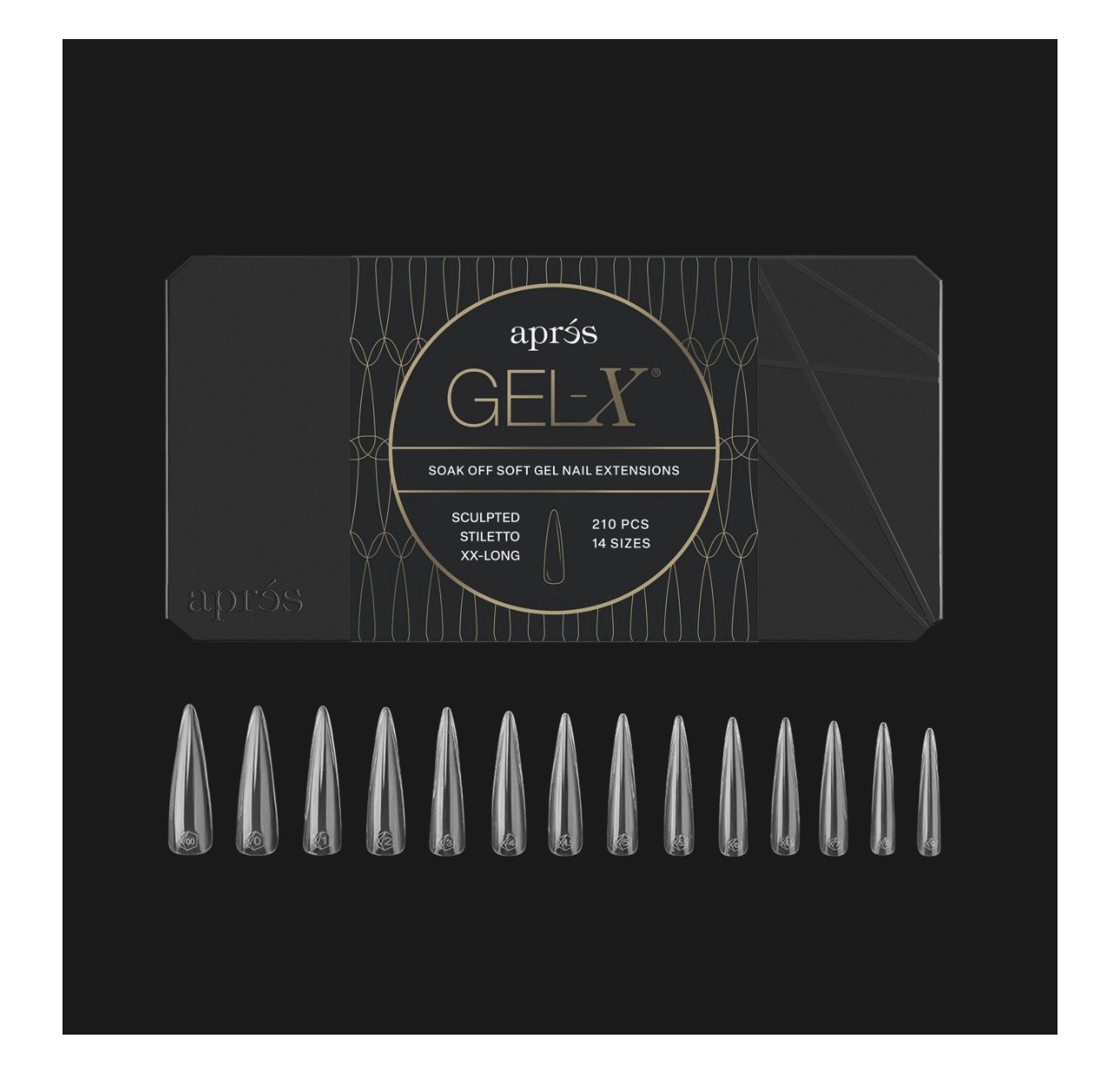 Aprés GEL-X® SCULPTED STILETTO EXTRA EXTRA LONG BOX OF TIPS – MINI (210PCS)