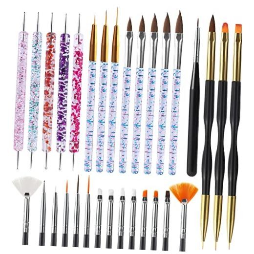 Artdone 31pcs Nail Art Brushes, Nail Art Tool Set, Dotting Tools, Dust 31Pcs